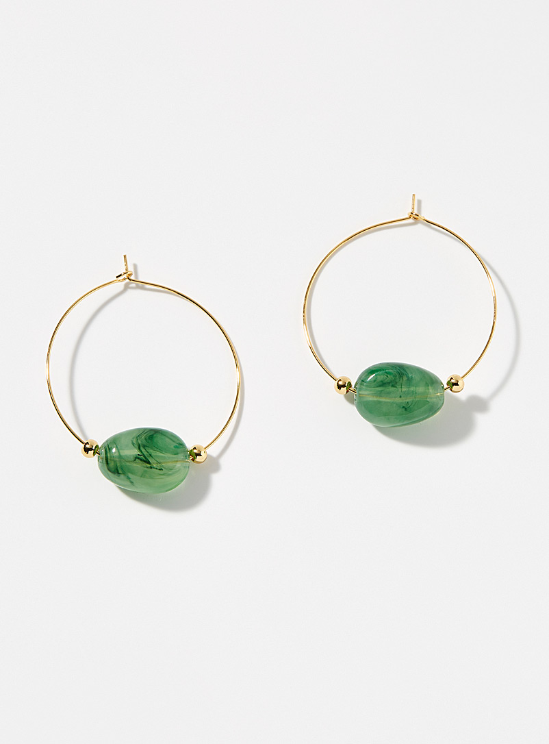 Simons Emerald/Kelly Green Large acetate bead hoops for women