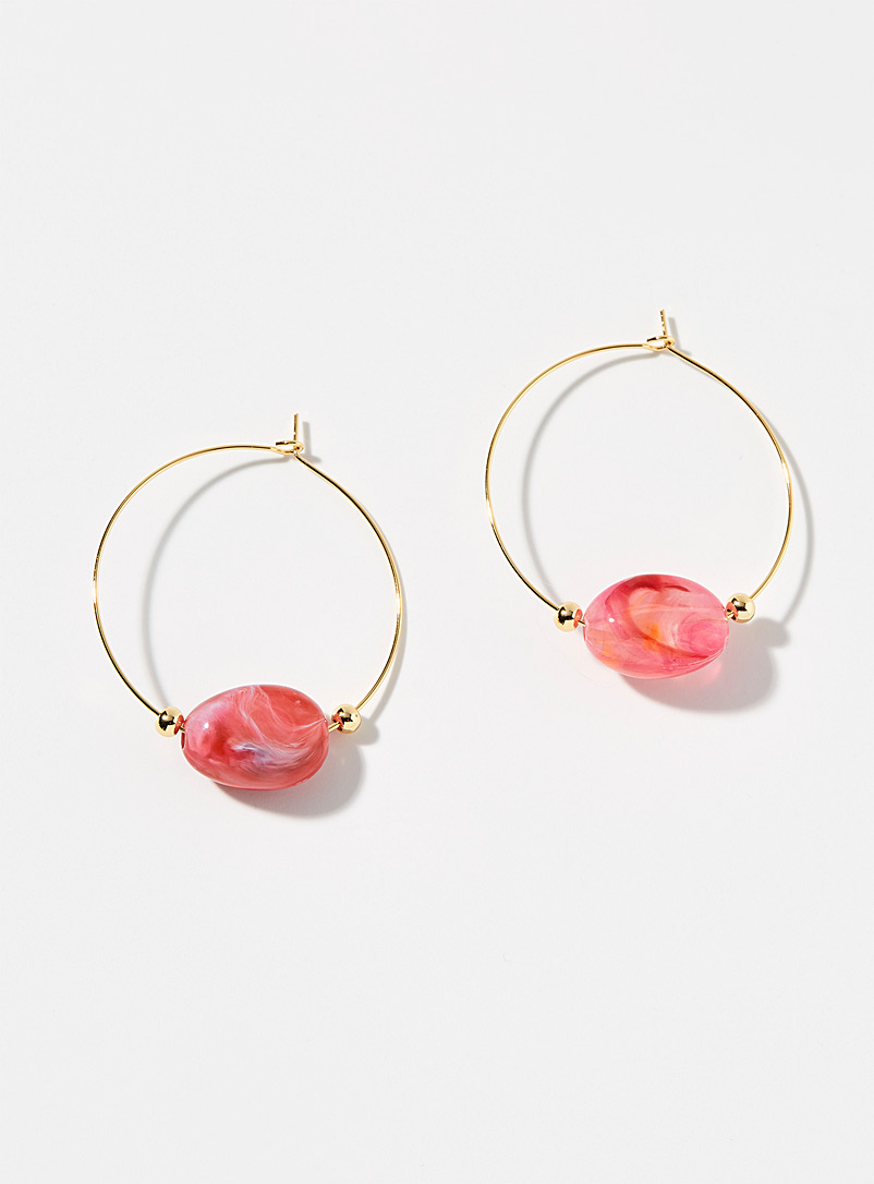 Simons Pink Large acetate bead hoops for women