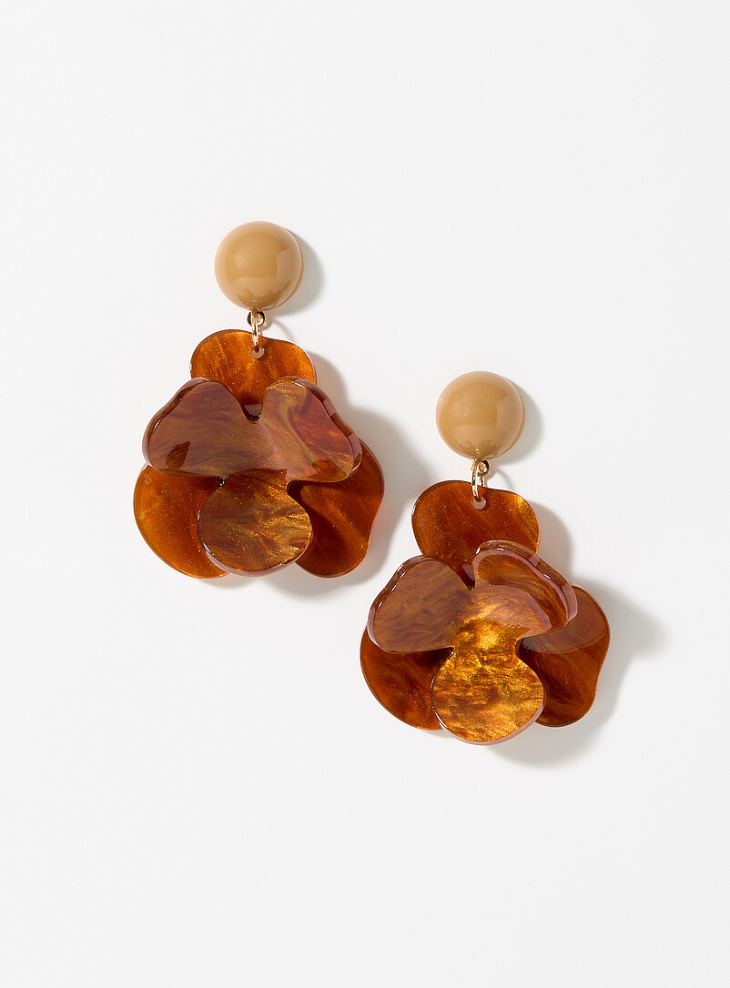 Simons Off White Raised flower statement earrings for women