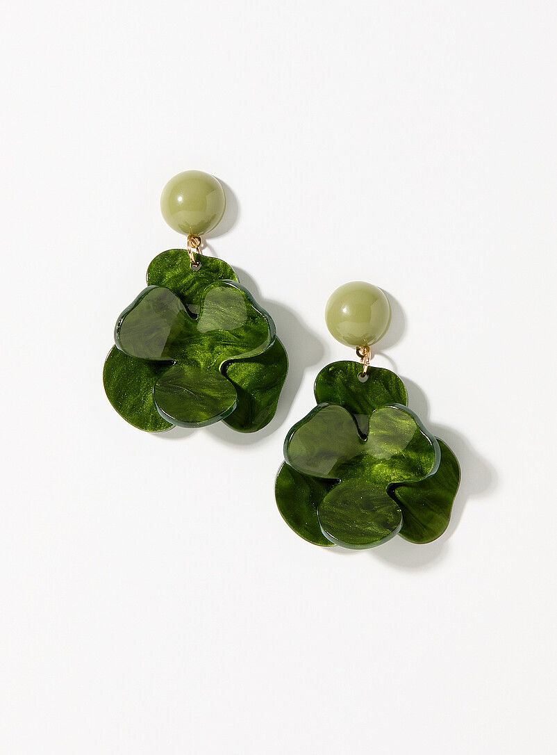 Simons Off White Raised flower statement earrings for women