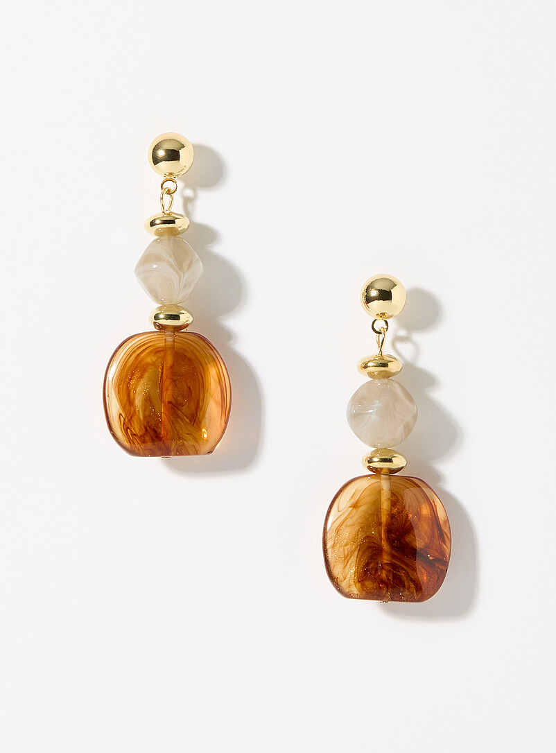Simons Off White Large gemstone earrings for women