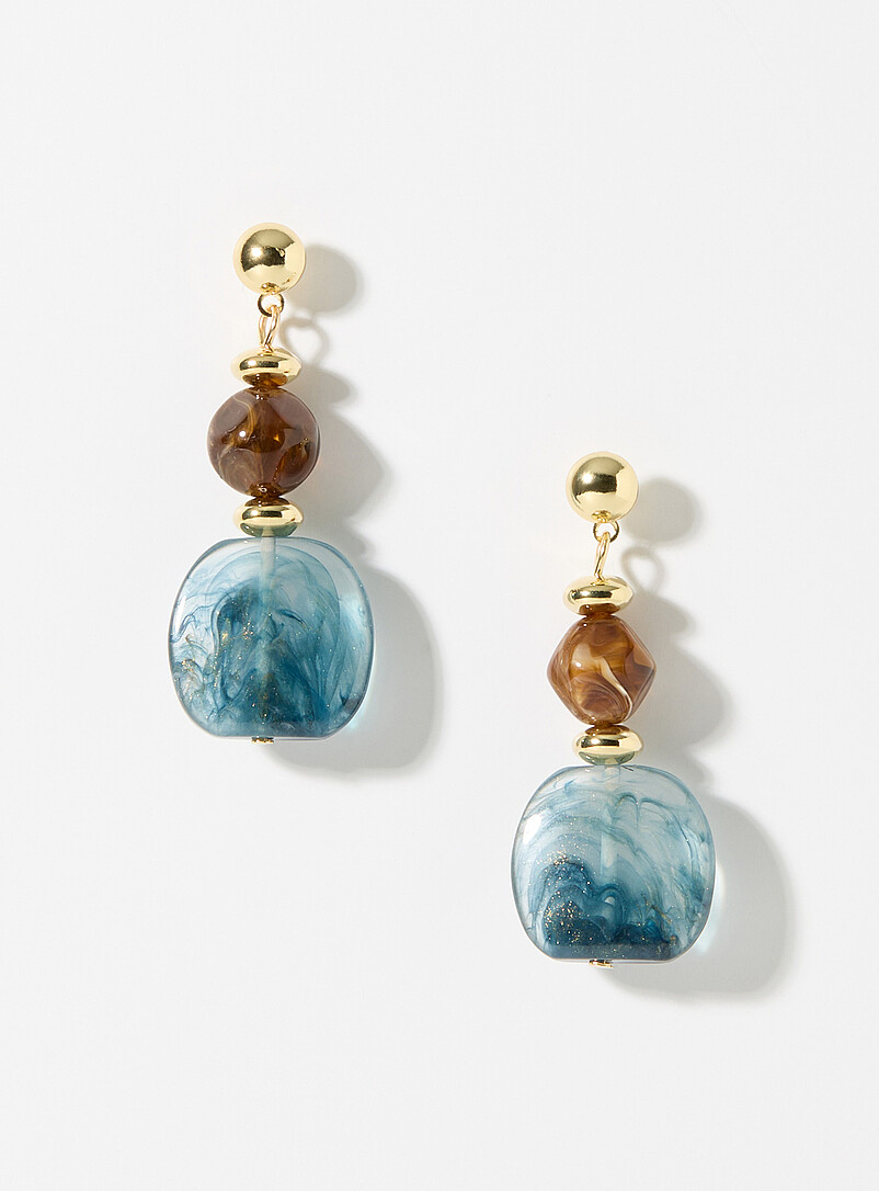 Simons Off White Large gemstone earrings for women