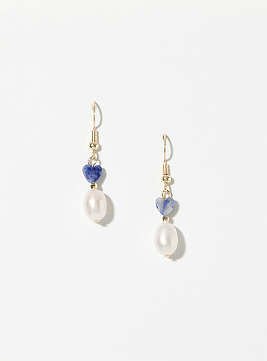 Heart and pearl earrings