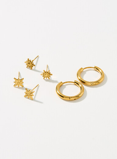 Star-and-ring earrings Set of 3