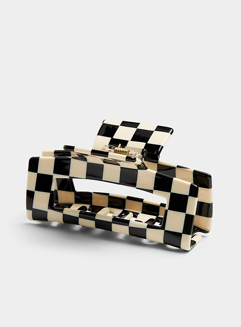 Simons Black and White Colourful checkerboard clip for women