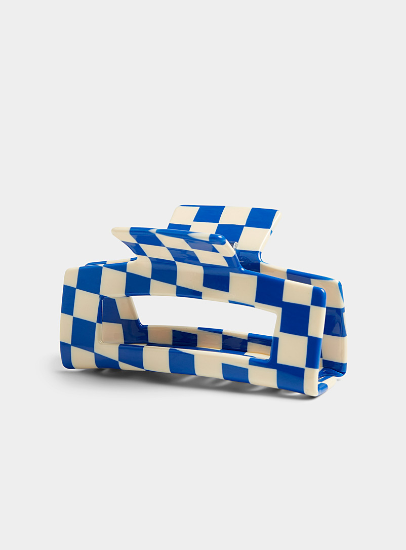 Simons Blue Colourful checkerboard clip for women
