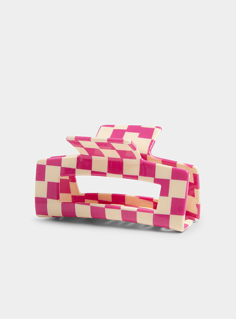 Simons Pink Colourful checkerboard clip for women