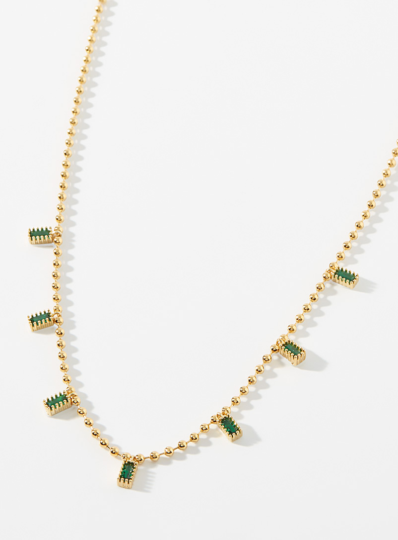 Simons Patterned Yellow Emerald crystal necklace for women