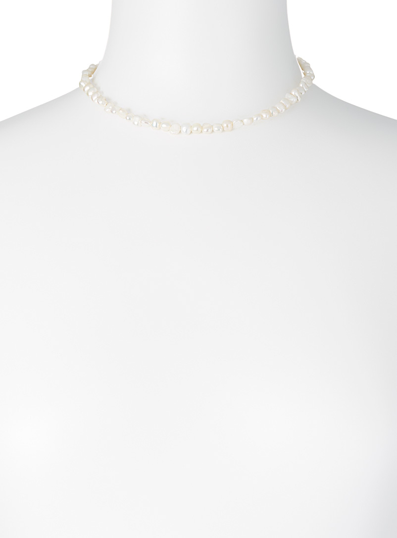 Simons: Le collier perles d'eau douce Ivoire - Beige cr&egrave;me pour femme