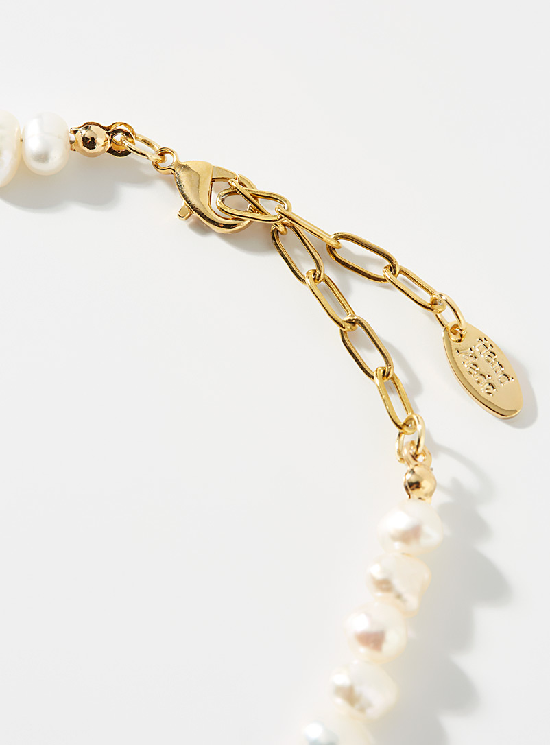 Simons: Le collier perles d'eau douce Ivoire - Beige cr&egrave;me pour femme