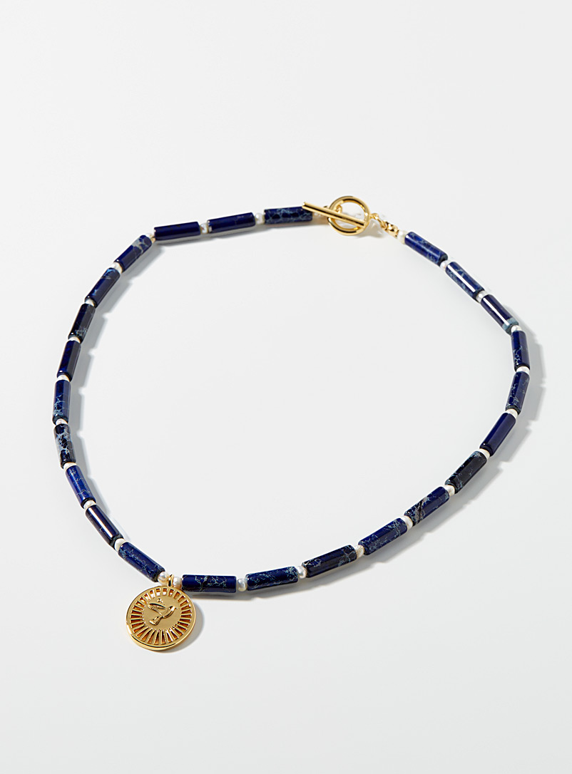 Simons Patterned Blue Navy necklace for women