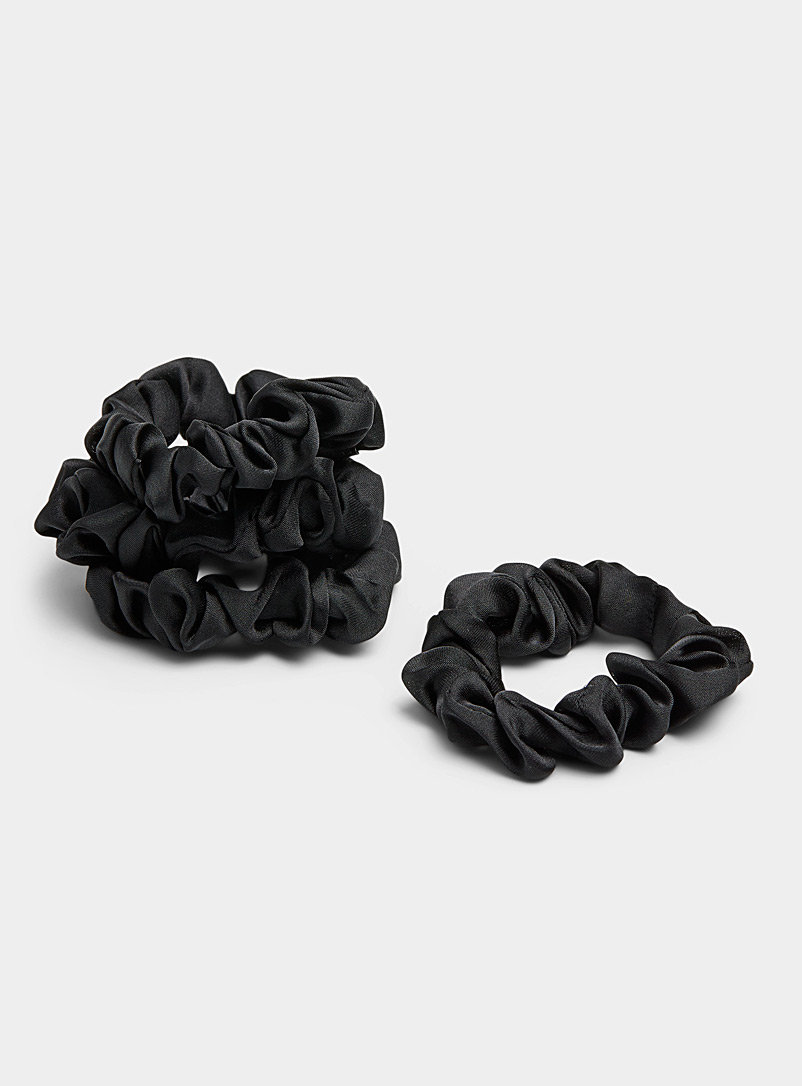 Simons Black Satiny neutral scrunchies Set of 4 for women