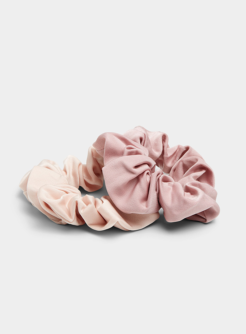 Simons Pink Satiny coloured scrunchies Set of 2 for women