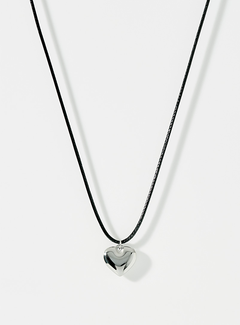 Simons Black Small heart cord necklace for women