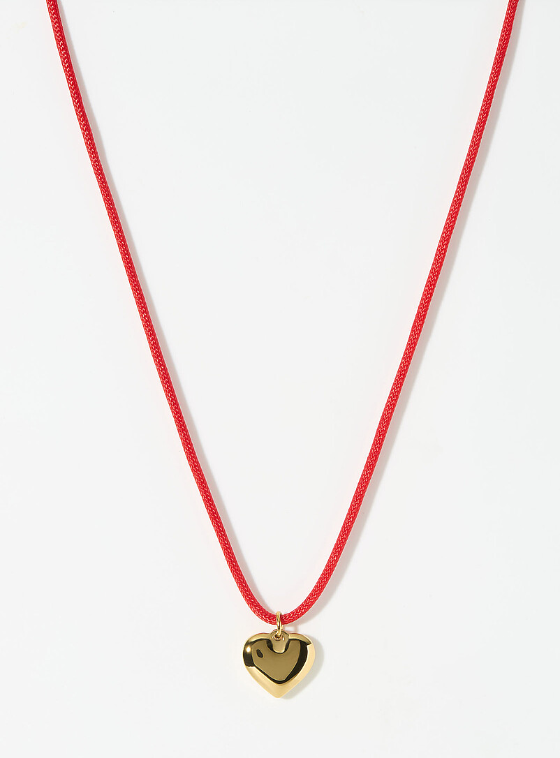 Simons: Le collier corde petit c&oelig;ur Noir pour femme