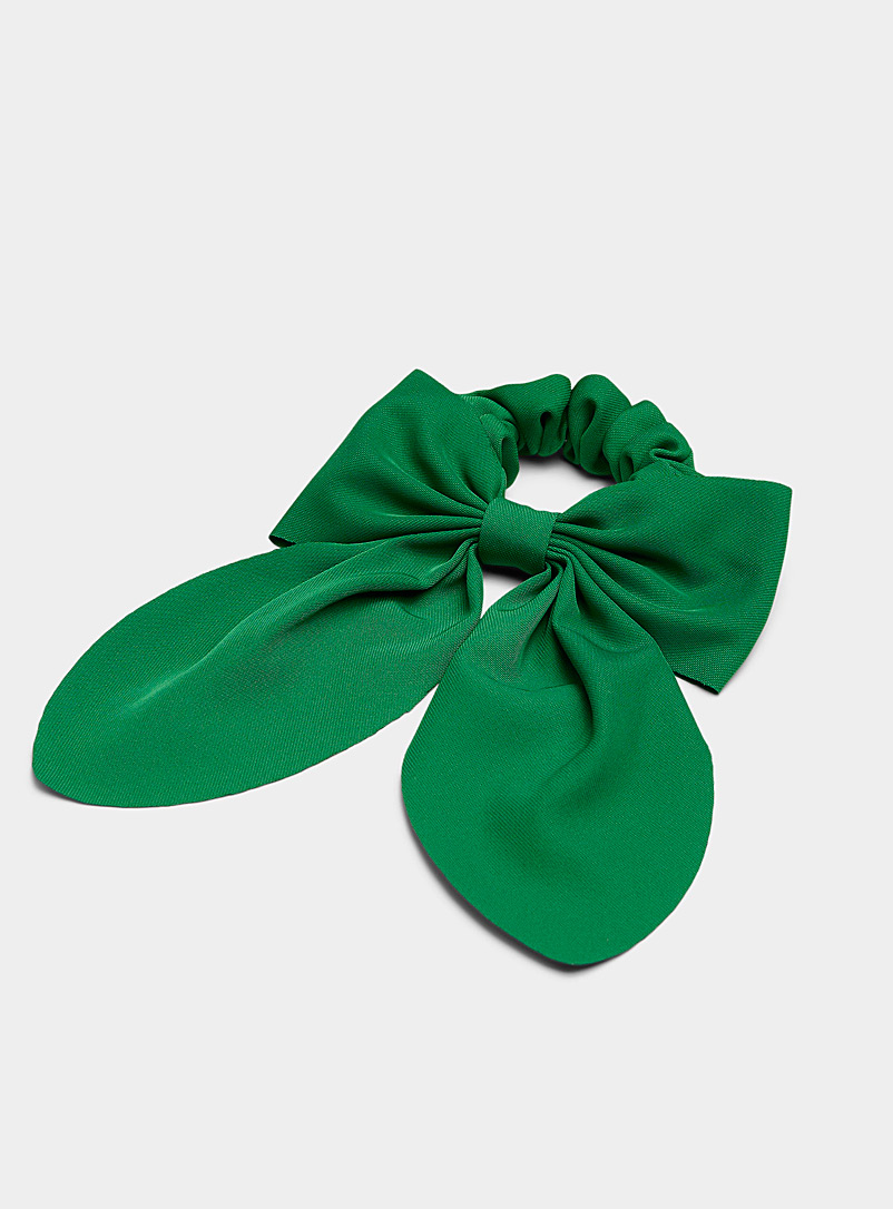 Simons Kelly Green Large bow scrunchie for women