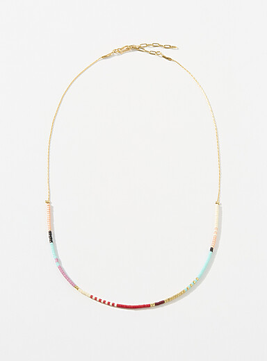 Le collier blocs billes color&eacute;es