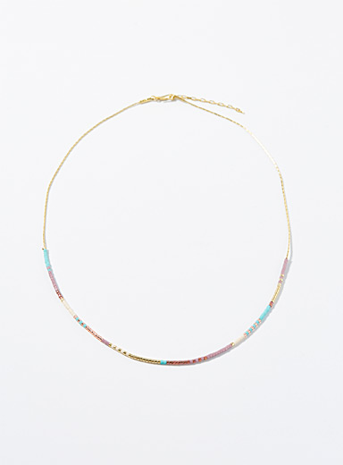 Le collier blocs billes color&eacute;es