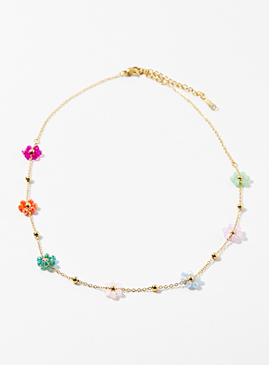La cha&icirc;ne fleurs billes facett&eacute;es