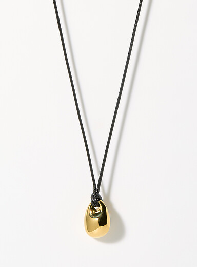 Oval teardrop cord necklace