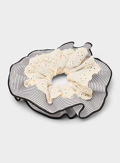 Openwork and stripe ruffle XL scrunchie