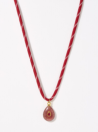 Natural-stone cord necklace