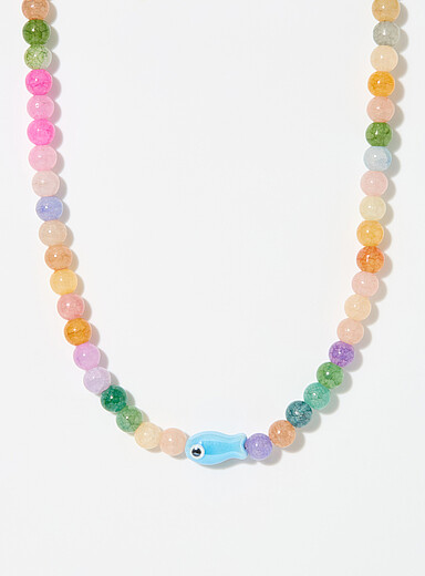 Le collier billes color&eacute;es poisson