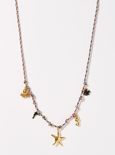Sea charm cord necklace