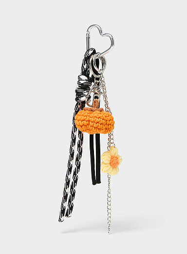 L'ensemble de porte-cl&eacute;s breloques fleur/citrouille/corde