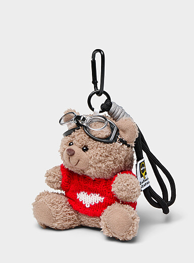 La breloque de sac ourson &agrave; lunettes chandail c&oelig;ur 