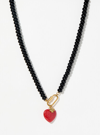 Le collier pierres naturelles breloque et coeur