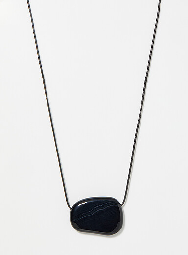 Le collier corde pierre naturelle noire