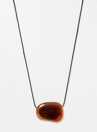 Black natural-stone cord necklace