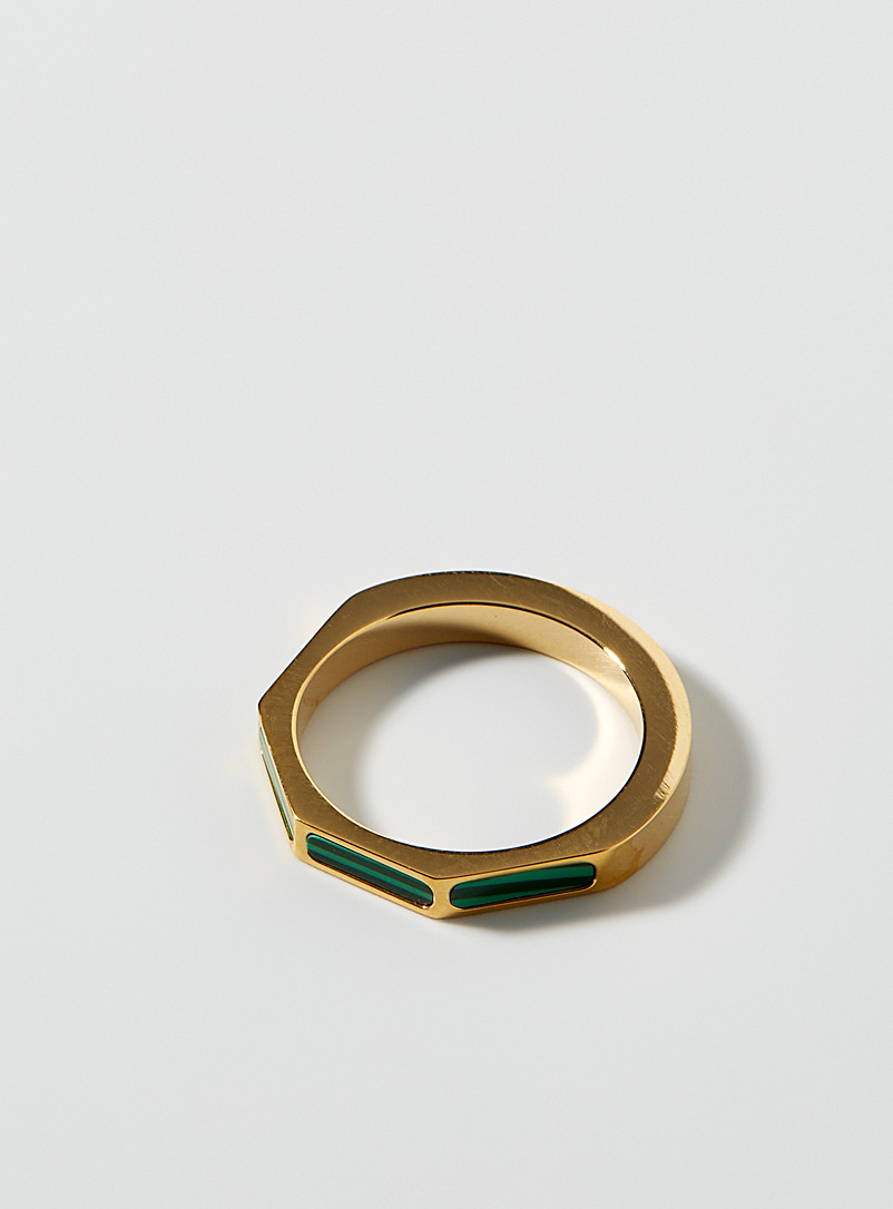 Simons Green Angular ring for women