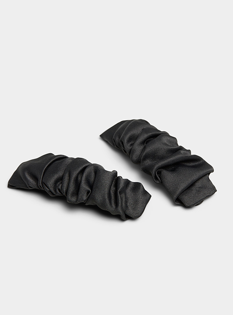 Simons: Les barrettes satinées plissées Ensemble de 2 Noir pour femme