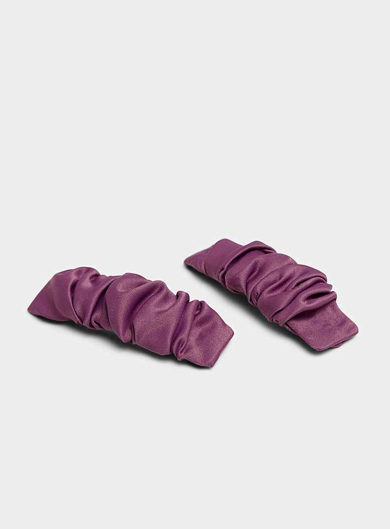 Simons Purple Pleated satiny barrettes Set of 2 for women