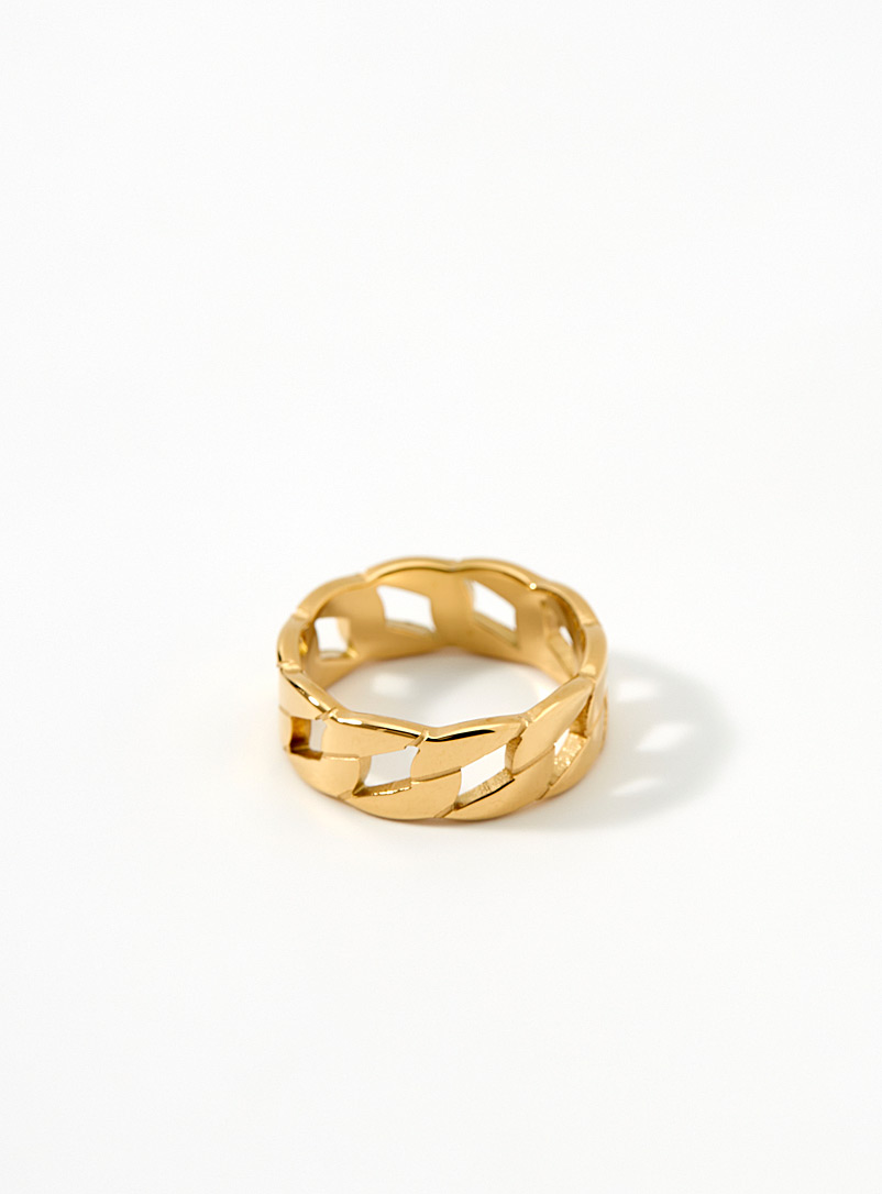 Simons Assorted Golden Cuban link ring for women