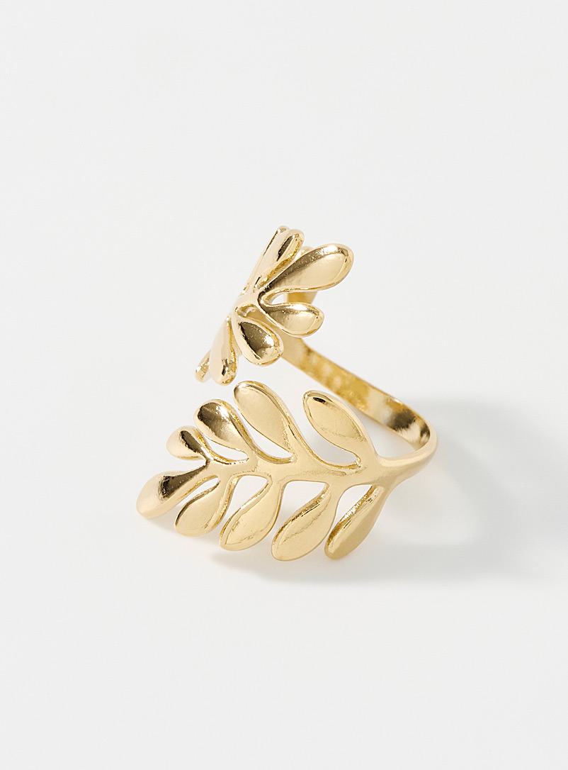 Simons Assorted Golden foliage open ring for women