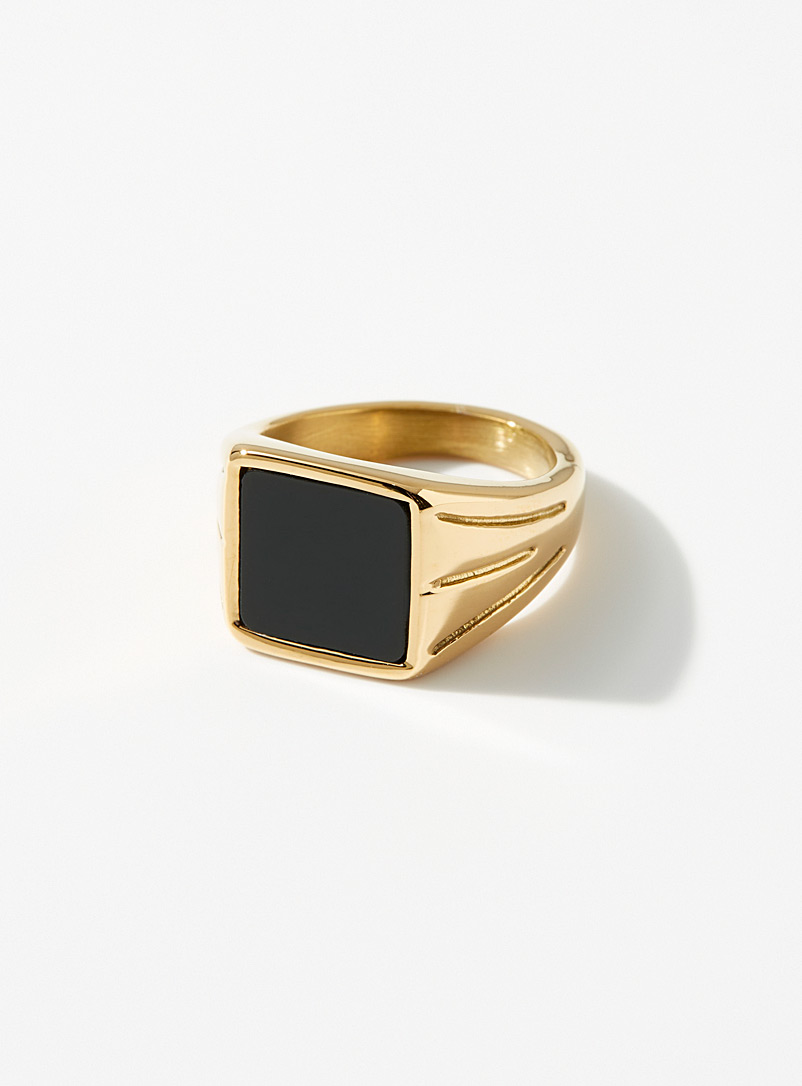 Simons Assorted Square black signet ring for women
