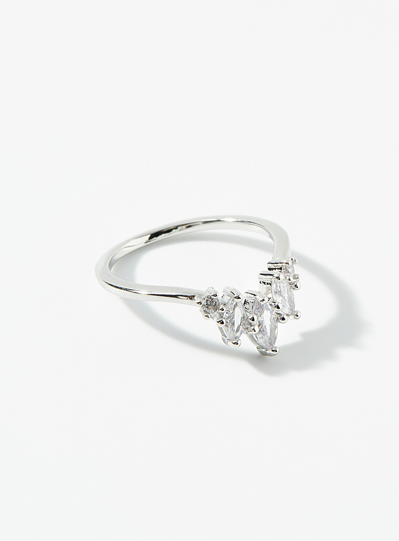 Simons Silver Crystal diamond ring for women