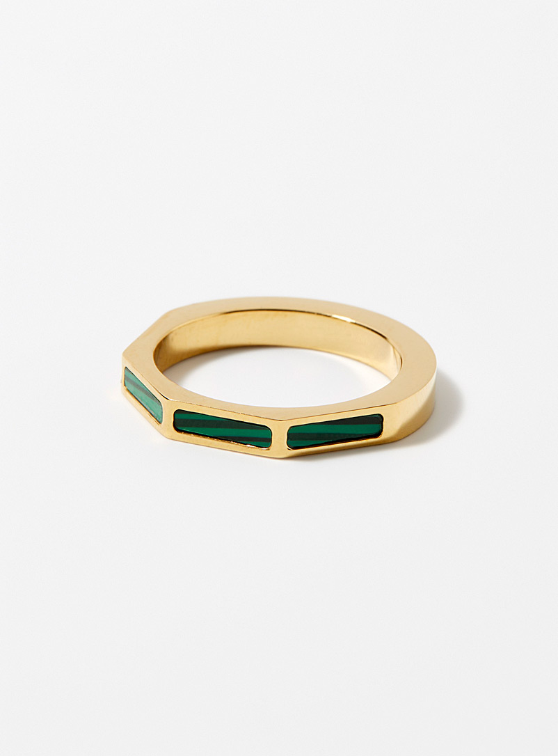 Simons Green Colourful insert angular ring for women