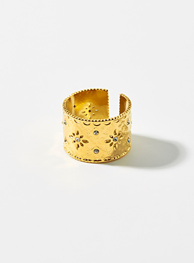 La large bague relief &eacute;toiles scintillantes