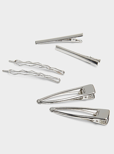 Les barrettes m&eacute;talliques vari&eacute;es Ensemble de 6