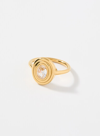 La bague rainur&eacute;e pierre ovale