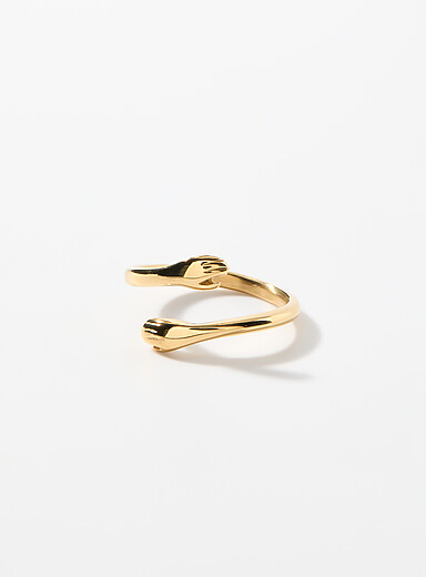 Cute hand hug open ring