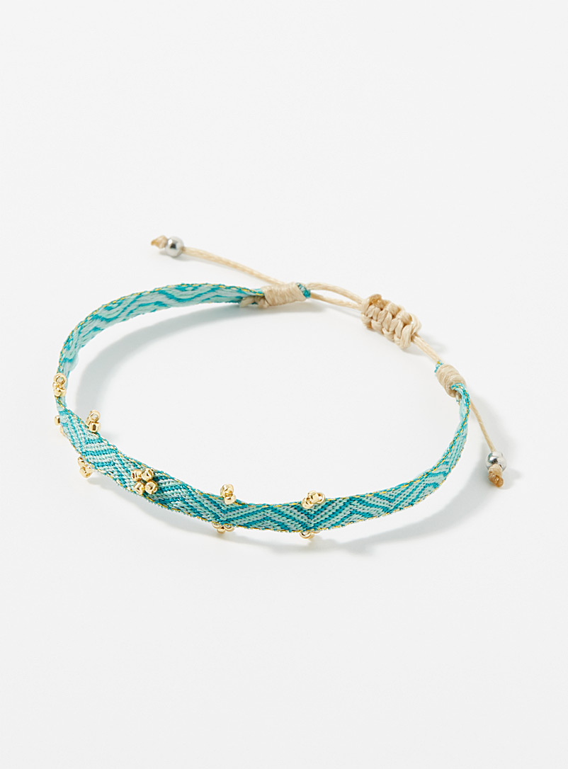 Simons: Le bracelet tissé zigzag Sarcelle-turquoise-aqua pour femme