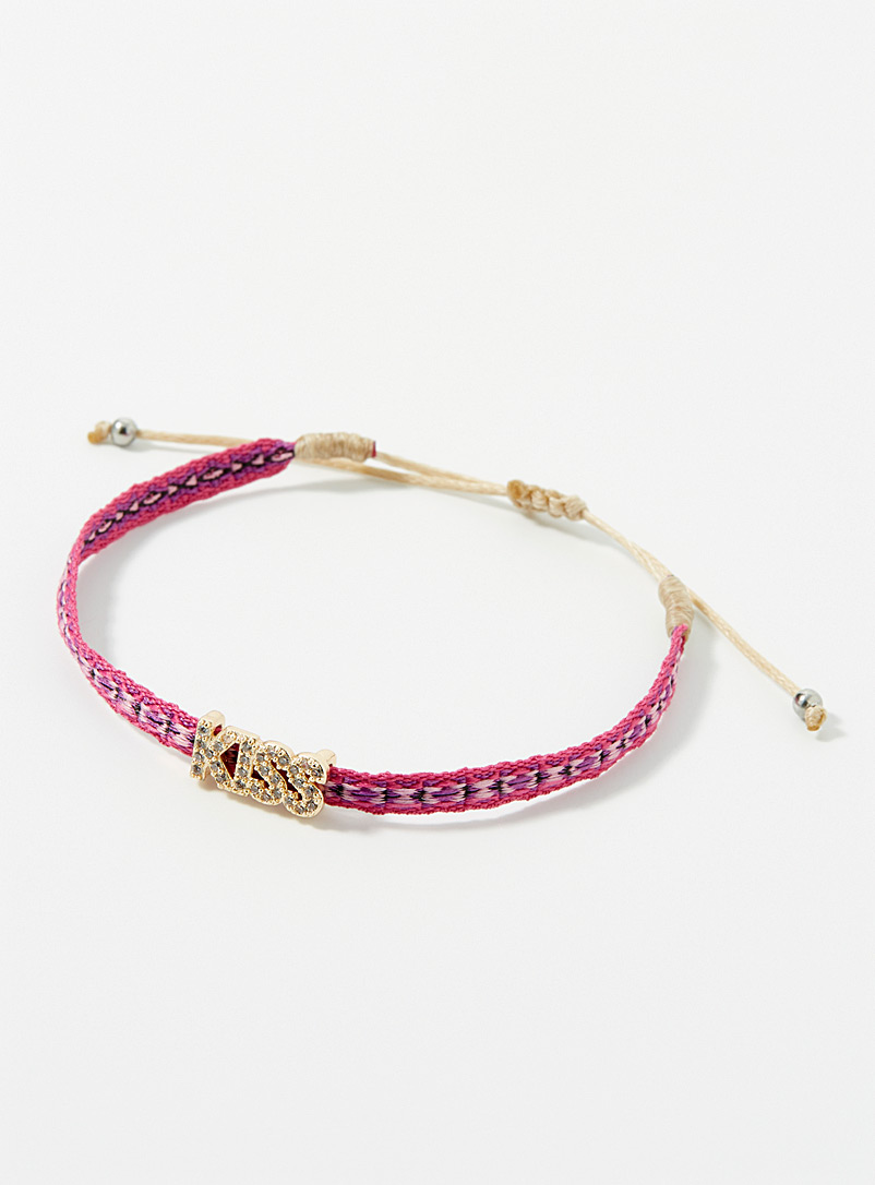 Simons Medium Pink Kiss woven bracelet for women