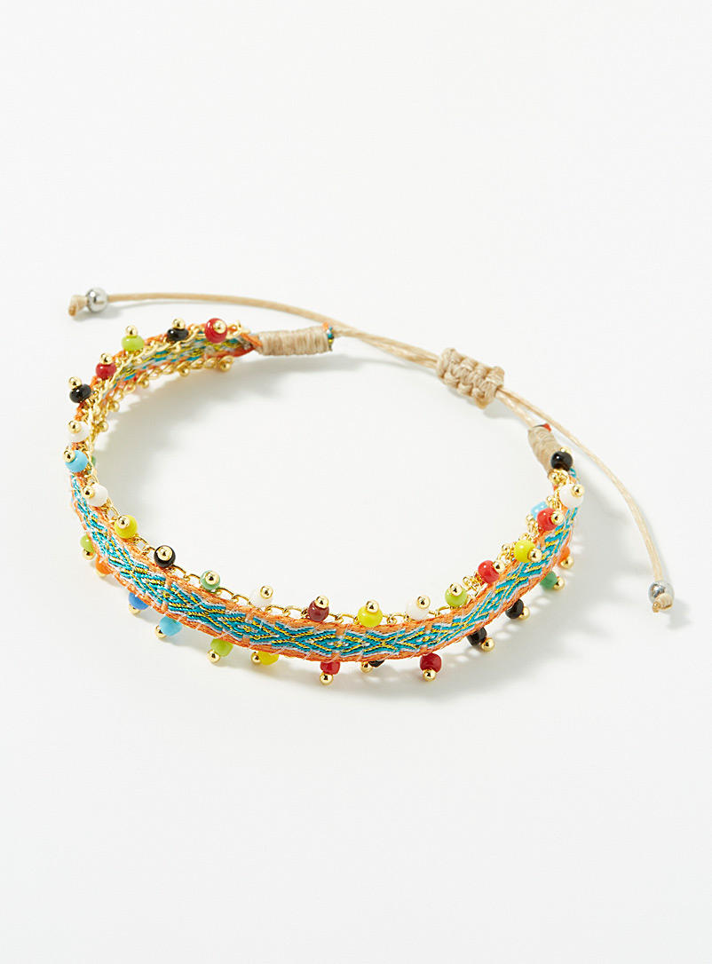 Simons: Le bracelet tissé billes colorées Assorti pour femme
