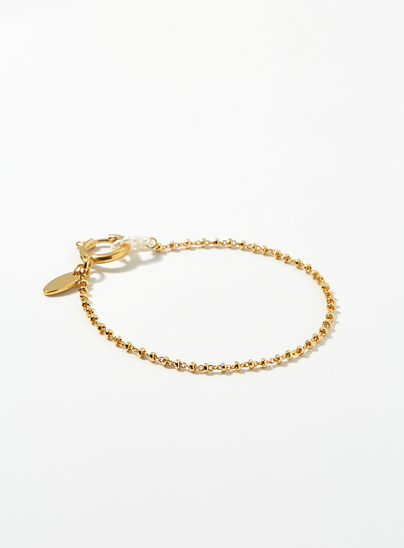 Simons Patterned Yellow Pearly hoop bracelet for women