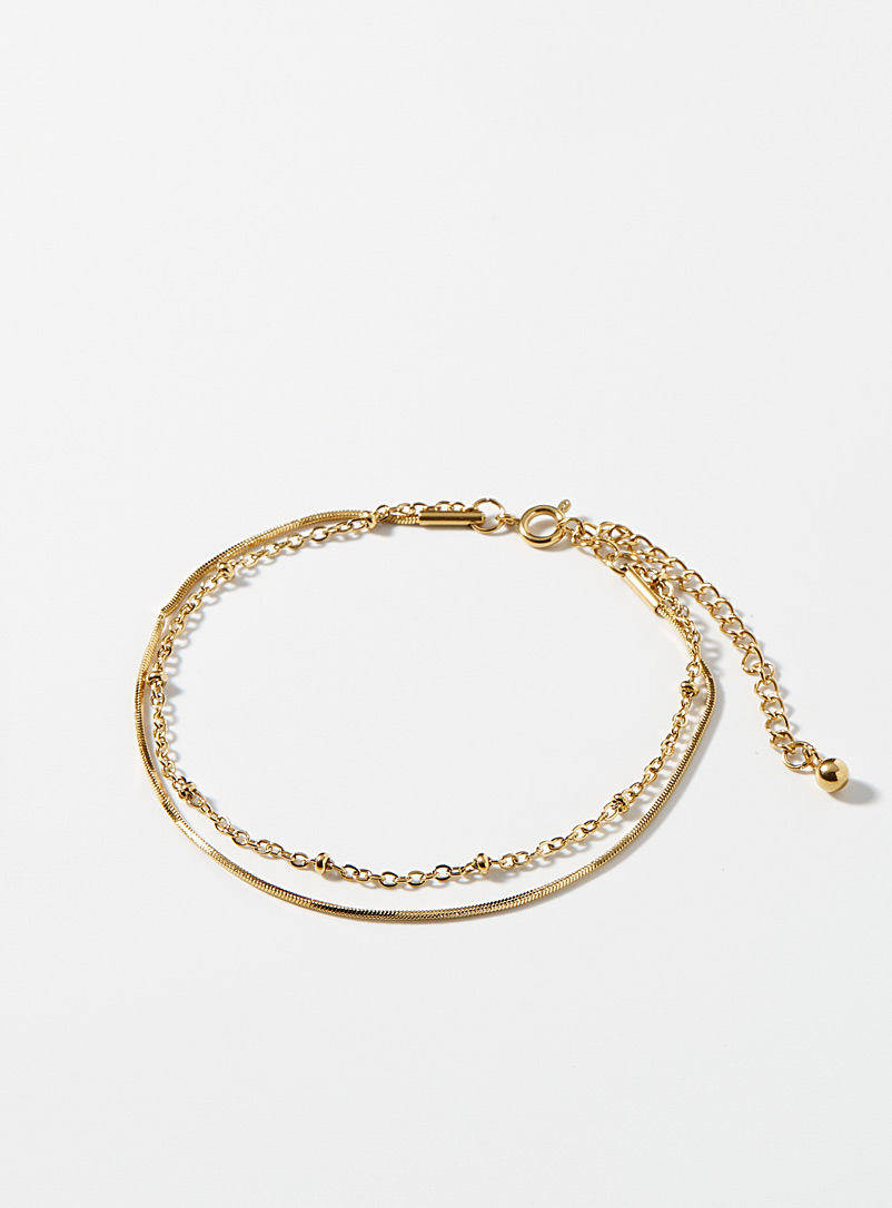 Simons: Le bracelet double chaîne dorée Assorti pour femme